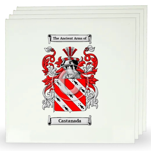 Castanada Set of Four Large Tiles with Coat of Arms