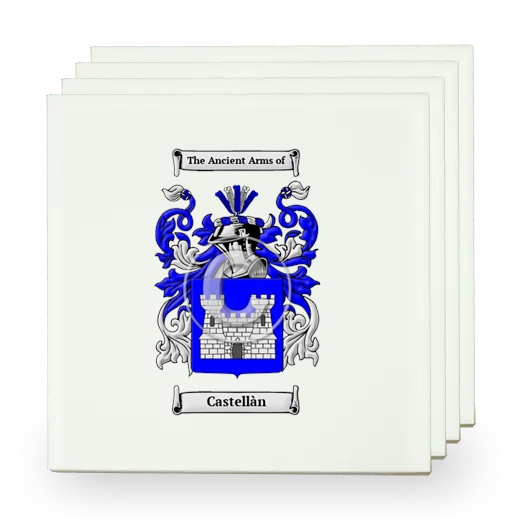 Castellàn Set of Four Small Tiles with Coat of Arms