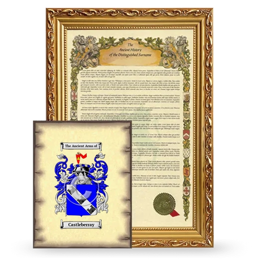 Castleberray Framed History and Coat of Arms Print - Gold