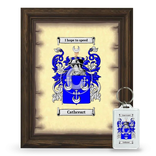 Cathceart Framed Coat of Arms and Keychain - Brown
