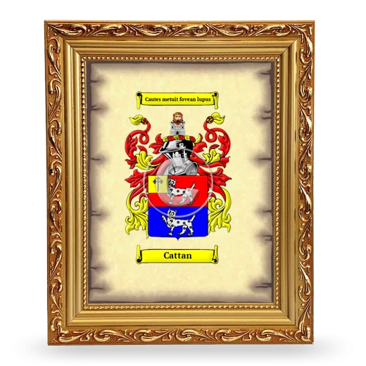 Cattan Coat of Arms Framed - Gold