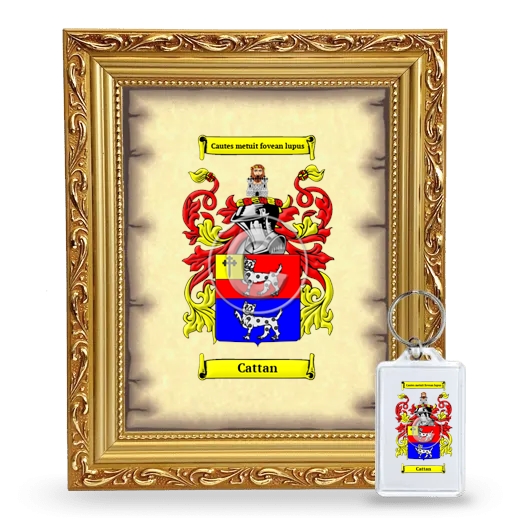 Cattan Framed Coat of Arms and Keychain - Gold