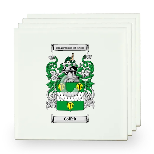 Coffelt Set of Four Small Tiles with Coat of Arms