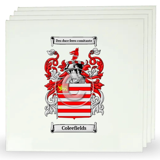 Coleefields Set of Four Large Tiles with Coat of Arms