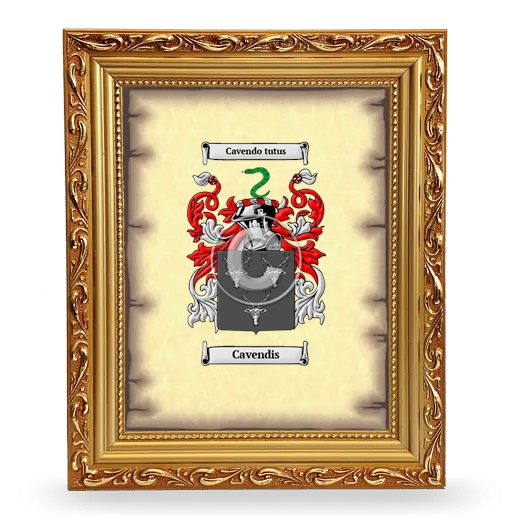 Cavendis Coat of Arms Framed - Gold