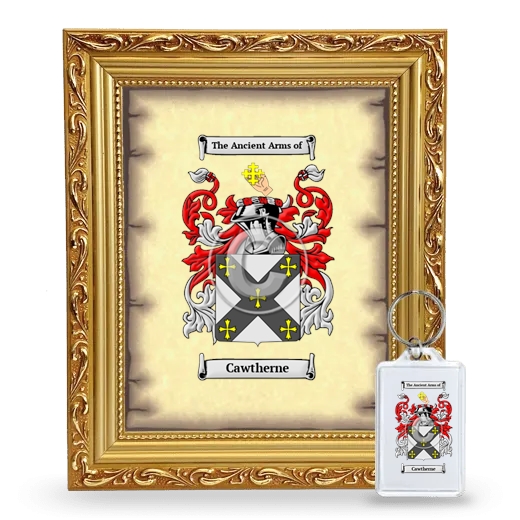 Cawtherne Framed Coat of Arms and Keychain - Gold