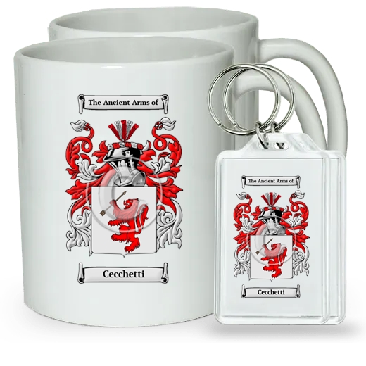 Cecchetti Pair of Coffee Mugs and Pair of Keychains