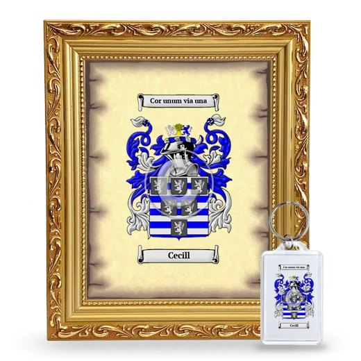 Cecill Framed Coat of Arms and Keychain - Gold