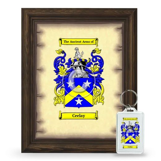 Ceelay Framed Coat of Arms and Keychain - Brown