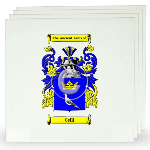 Celli Set of Four Large Tiles with Coat of Arms