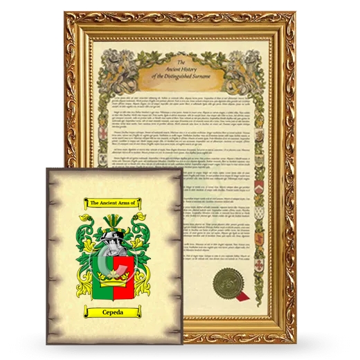 Cepeda Framed History and Coat of Arms Print - Gold