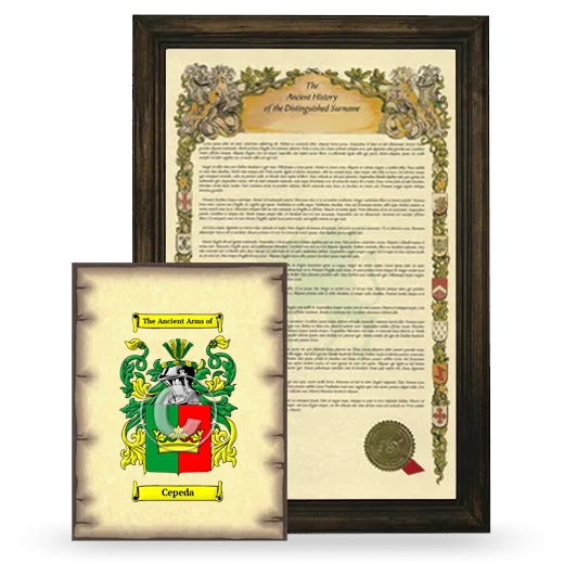 Cepeda Framed History and Coat of Arms Print - Brown