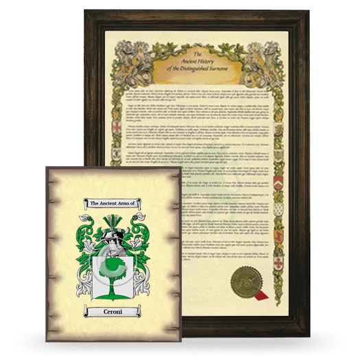 Ceroni Framed History and Coat of Arms Print - Brown