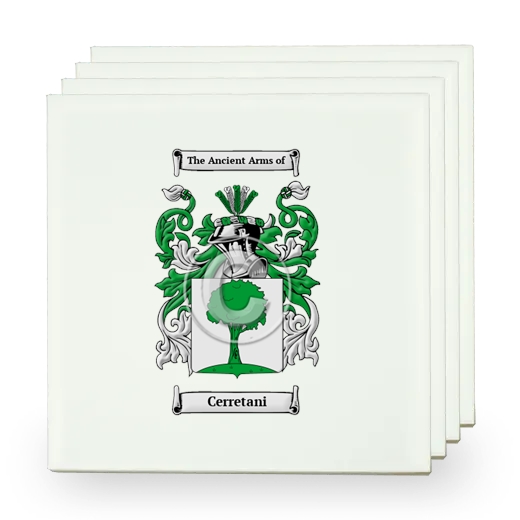 Cerretani Set of Four Small Tiles with Coat of Arms