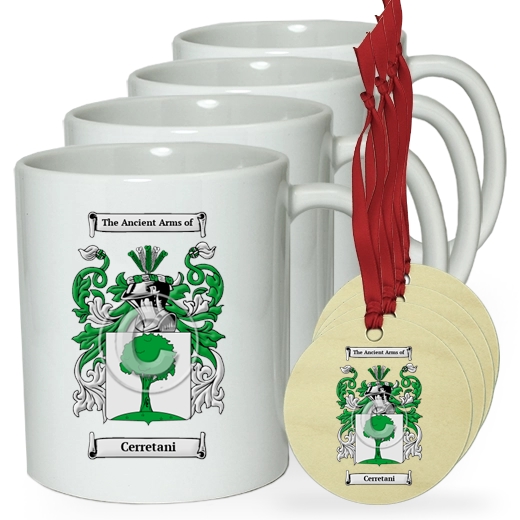 Cerretani Set of 4 Classic Mugs and Ornaments