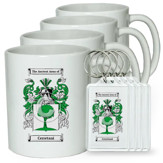 Cerretani Set of 4 Coffee Mugs and Keychains