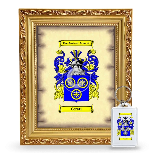 Cerati Framed Coat of Arms and Keychain - Gold