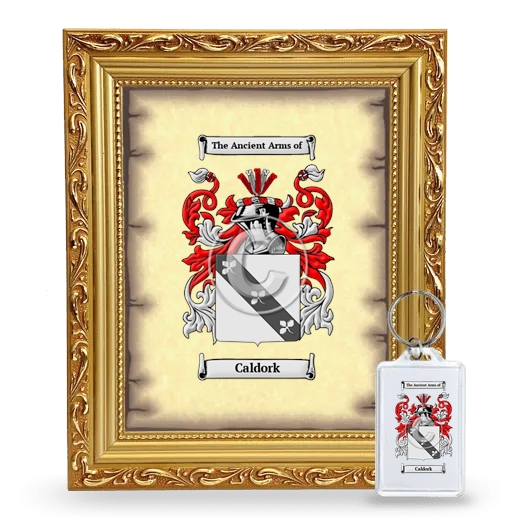 Caldork Framed Coat of Arms and Keychain - Gold