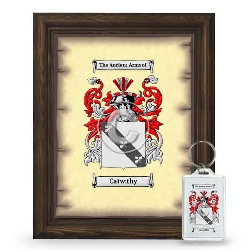 Catwithy Framed Coat of Arms and Keychain - Brown