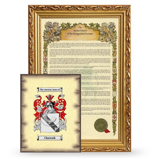 Chawork Framed History and Coat of Arms Print - Gold