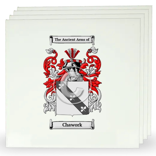 Chawork Set of Four Large Tiles with Coat of Arms