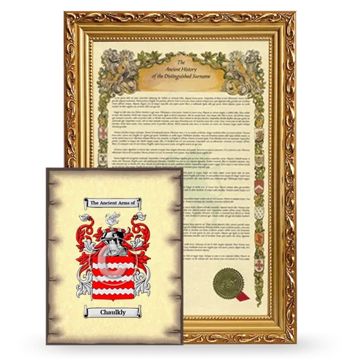 Chaulkly Framed History and Coat of Arms Print - Gold