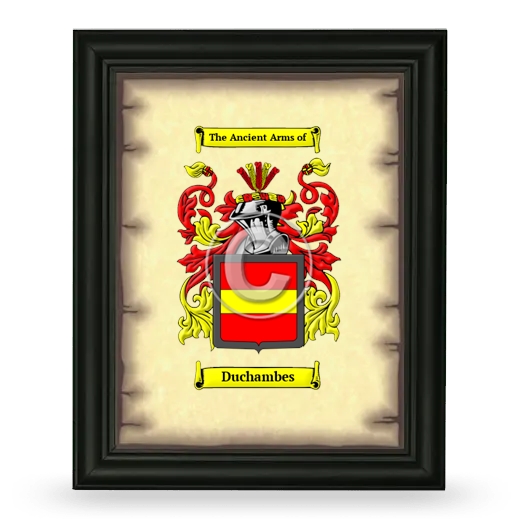 Duchambes Coat of Arms Framed - Black