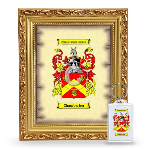 Chamberlen Framed Coat of Arms and Keychain - Gold