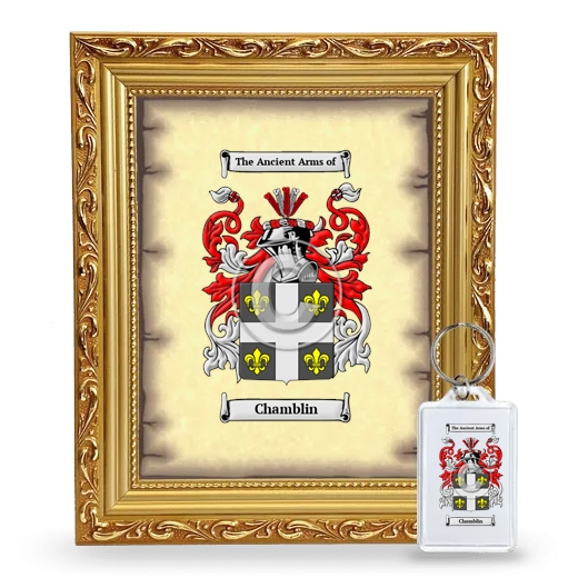 Chamblin Framed Coat of Arms and Keychain - Gold