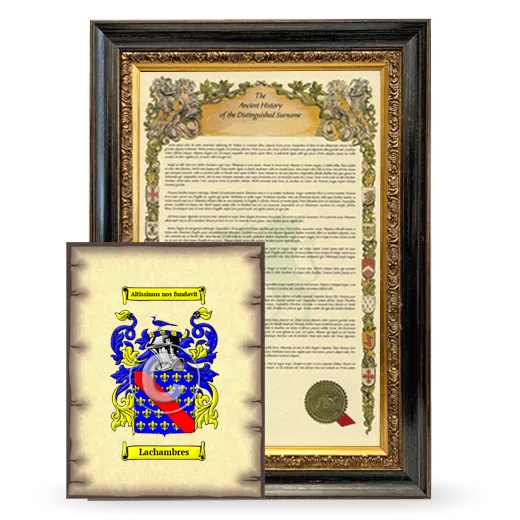 Lachambres Framed History and Coat of Arms Print - Heirloom