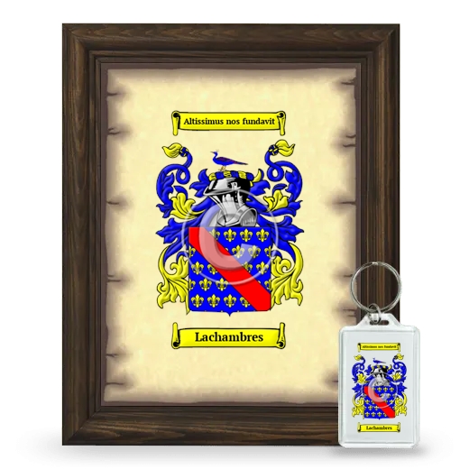 Lachambres Framed Coat of Arms and Keychain - Brown