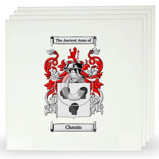 Chanin Set of Four Large Tiles with Coat of Arms