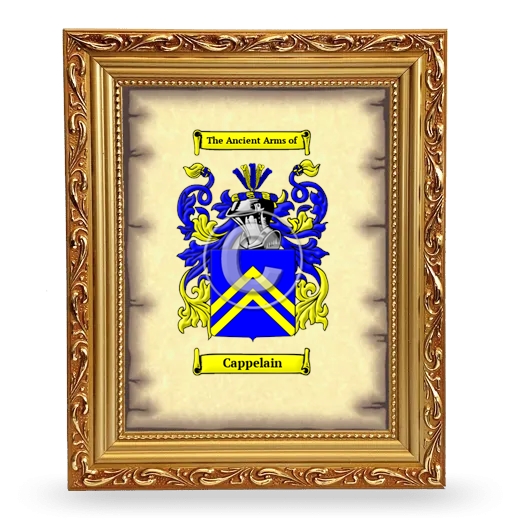 Cappelain Coat of Arms Framed - Gold