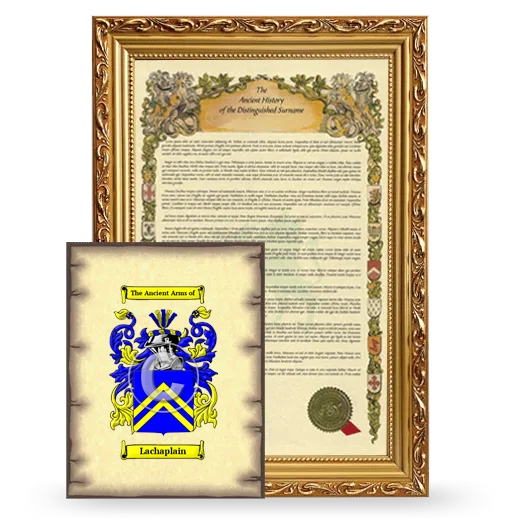 Lachaplain Framed History and Coat of Arms Print - Gold