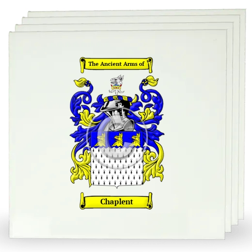 Chaplent Set of Four Large Tiles with Coat of Arms