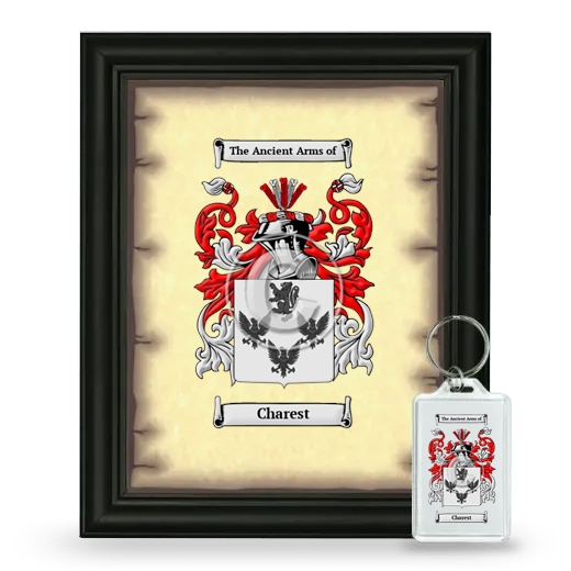 Charest Framed Coat of Arms and Keychain - Black