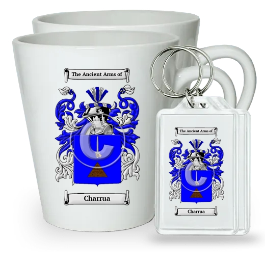 Charrua Pair of Latte Mugs and Pair of Keychains