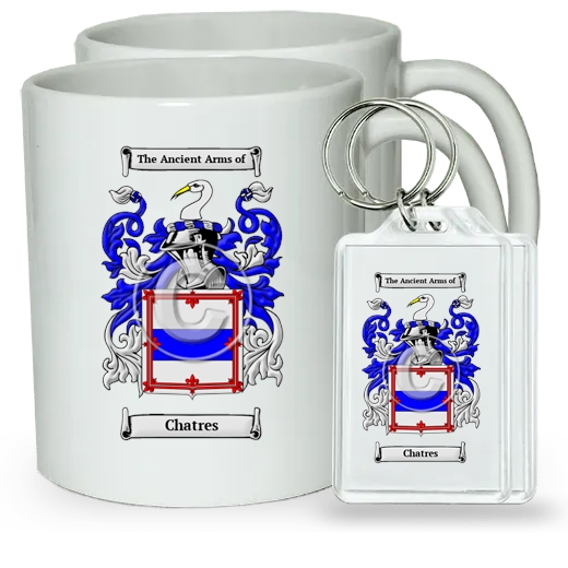 Chatres Pair of Coffee Mugs and Pair of Keychains