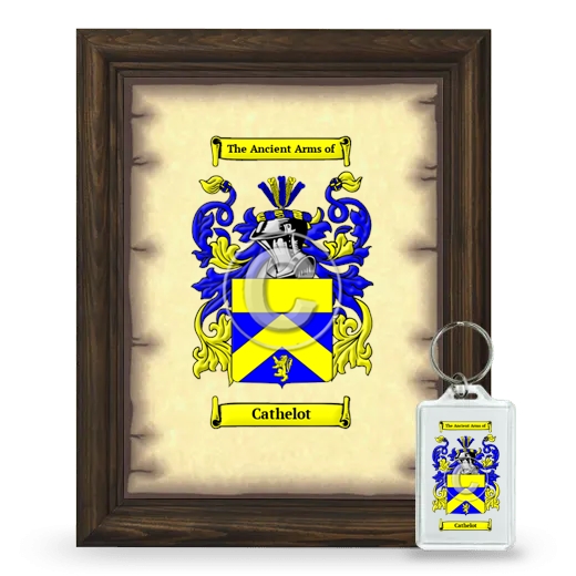 Cathelot Framed Coat of Arms and Keychain - Brown