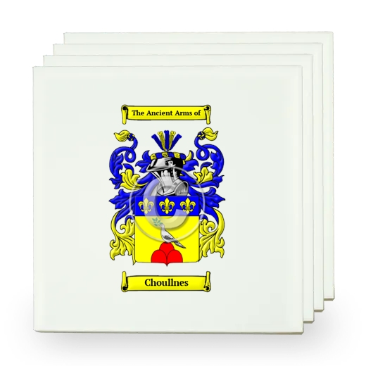 Choullnes Set of Four Small Tiles with Coat of Arms