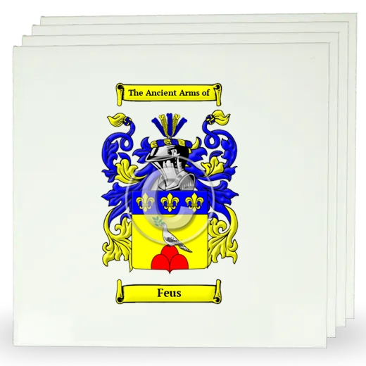 Feus Set of Four Large Tiles with Coat of Arms