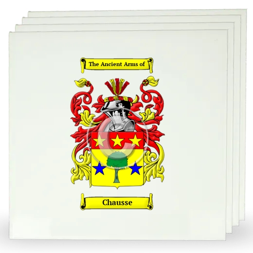 Chausse Set of Four Large Tiles with Coat of Arms