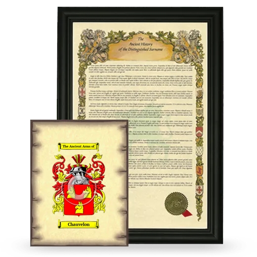 Chauvelon Framed History and Coat of Arms Print - Black