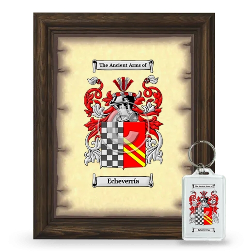 Echeverría Framed Coat of Arms and Keychain - Brown