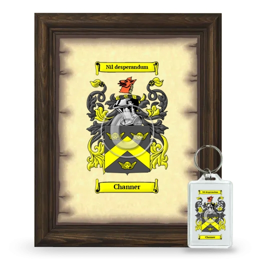 Channer Framed Coat of Arms and Keychain - Brown