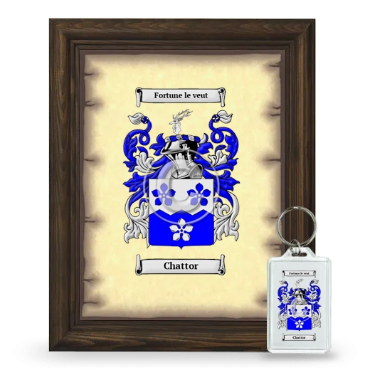 Chattor Framed Coat of Arms and Keychain - Brown