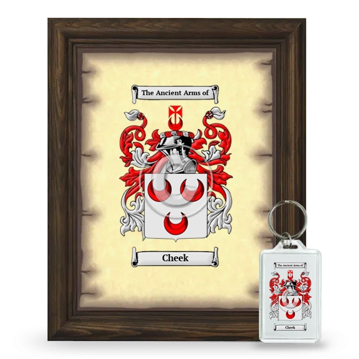 Cheek Framed Coat of Arms and Keychain - Brown