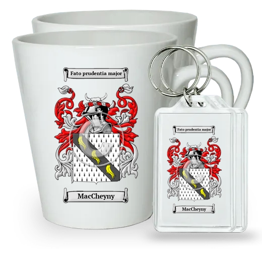 MacCheyny Pair of Latte Mugs and Pair of Keychains