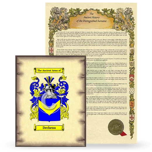 Dechenu Coat of Arms and Surname History Package