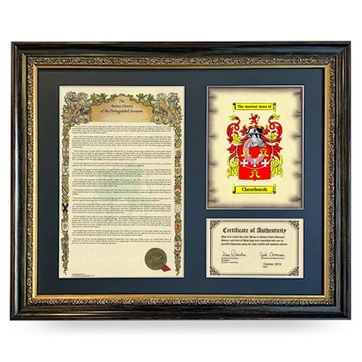 Cheseboroh Framed Surname History and Coat of Arms- Heirloom